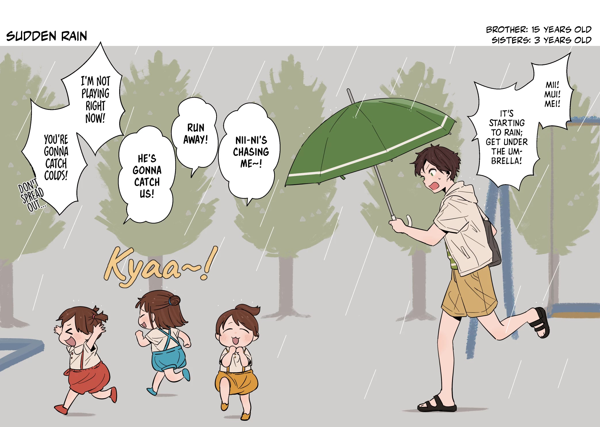 Onii-chan to Mitsugo no Imouto-tachi Chapter 15 page 1 - Chapter 15: Sudden Rain