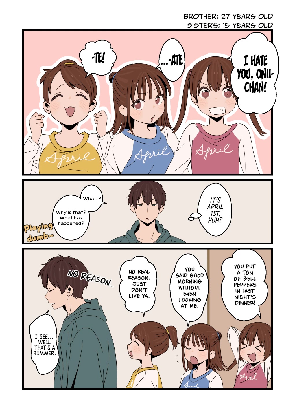 Onii-chan to Mitsugo no Imouto-tachi Chapter 17 page 3 - Chapter 17: April Fools