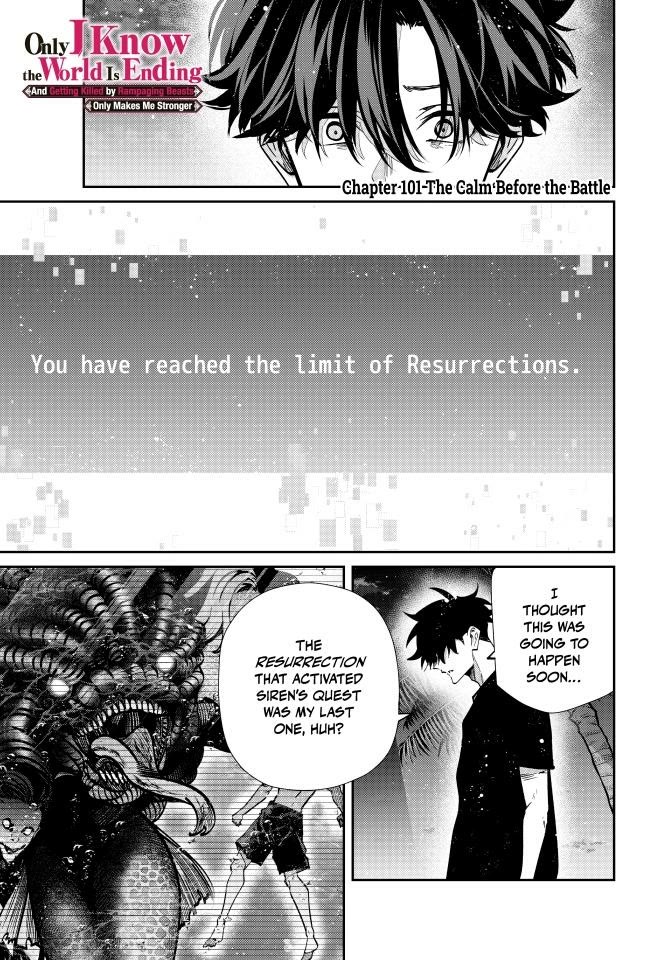 Only I Know That the World Will End. In a World Where Monsters Appear, I Level up by Returning From Death Chapter 101 page 1 - Chapter 101: The Calm Before the Battle