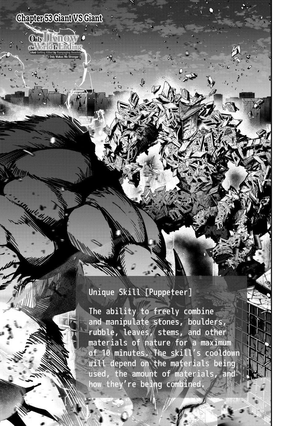 Only I Know That the World Will End. In a World Where Monsters Appear, I Level up by Returning From Death Chapter 53 page 1 - Chapter 53: Giant vs. Giant