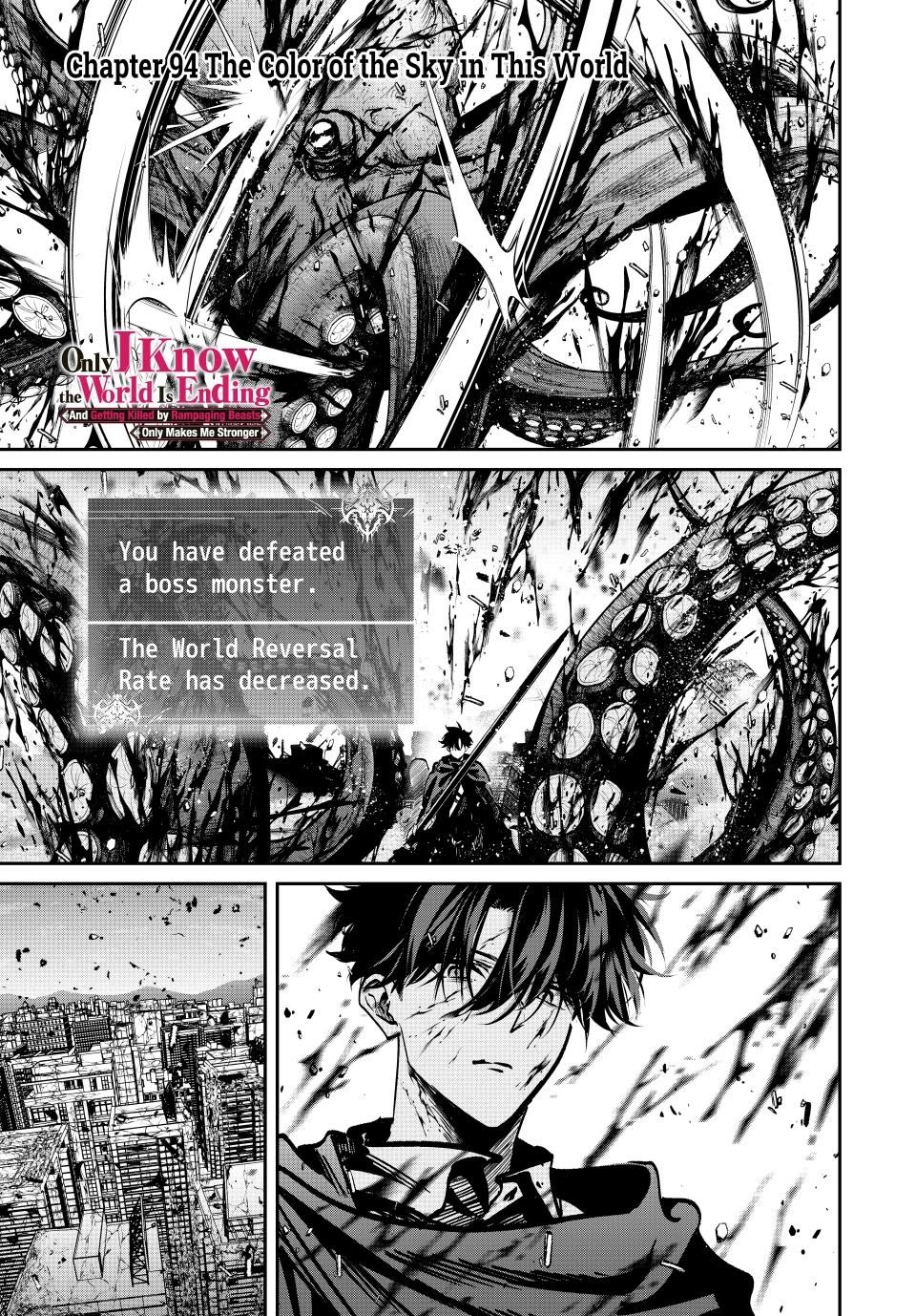 Only I Know That the World Will End. In a World Where Monsters Appear, I Level up by Returning From Death Chapter 94 page 1 - Chapter 94: The Color of the Sky in This World