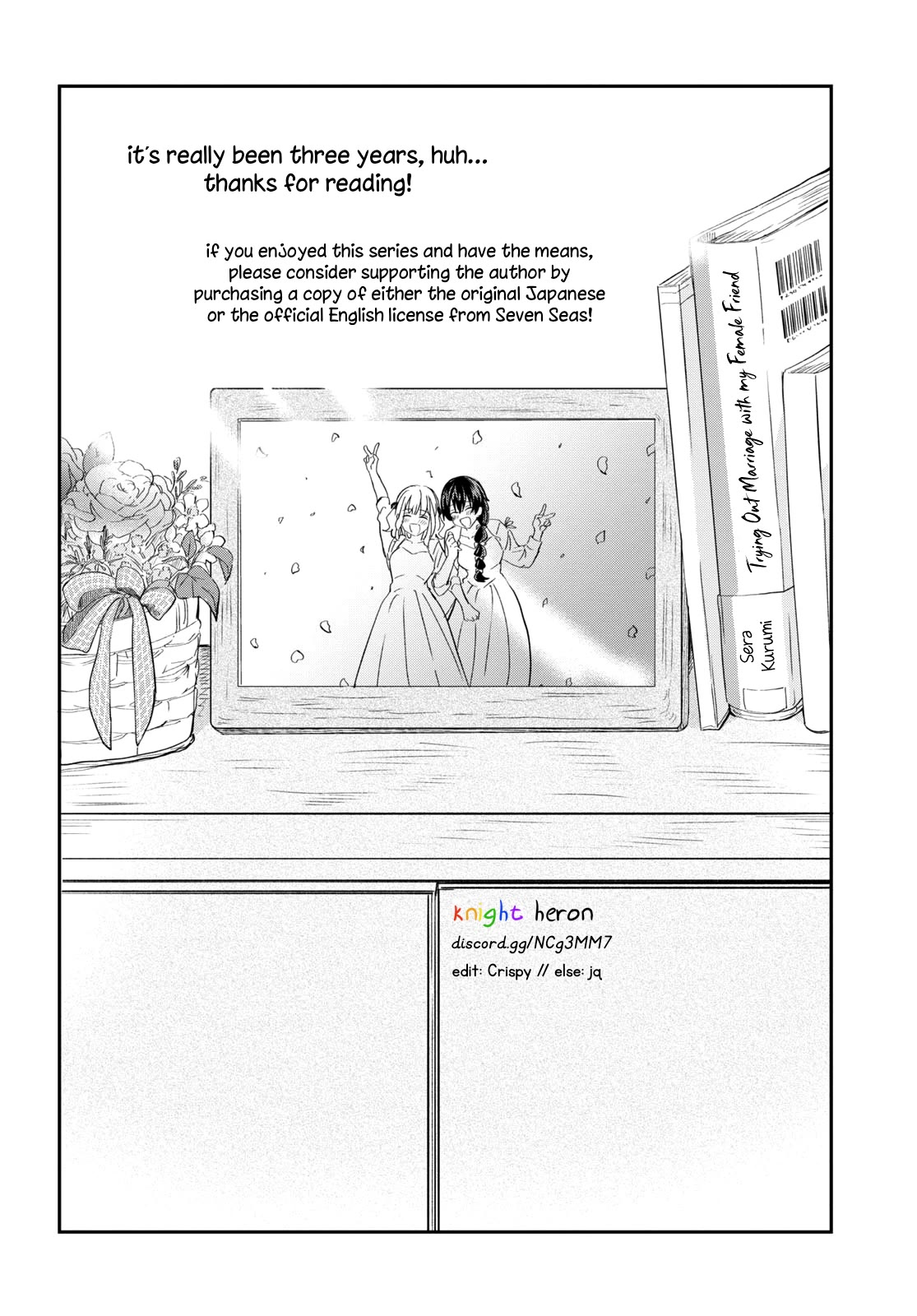 Onna Tomodachi to Kekkon Shitemita Chapter 32 page 17 - Chapter 32: Thank you for everything, and I'll be in your care [END]