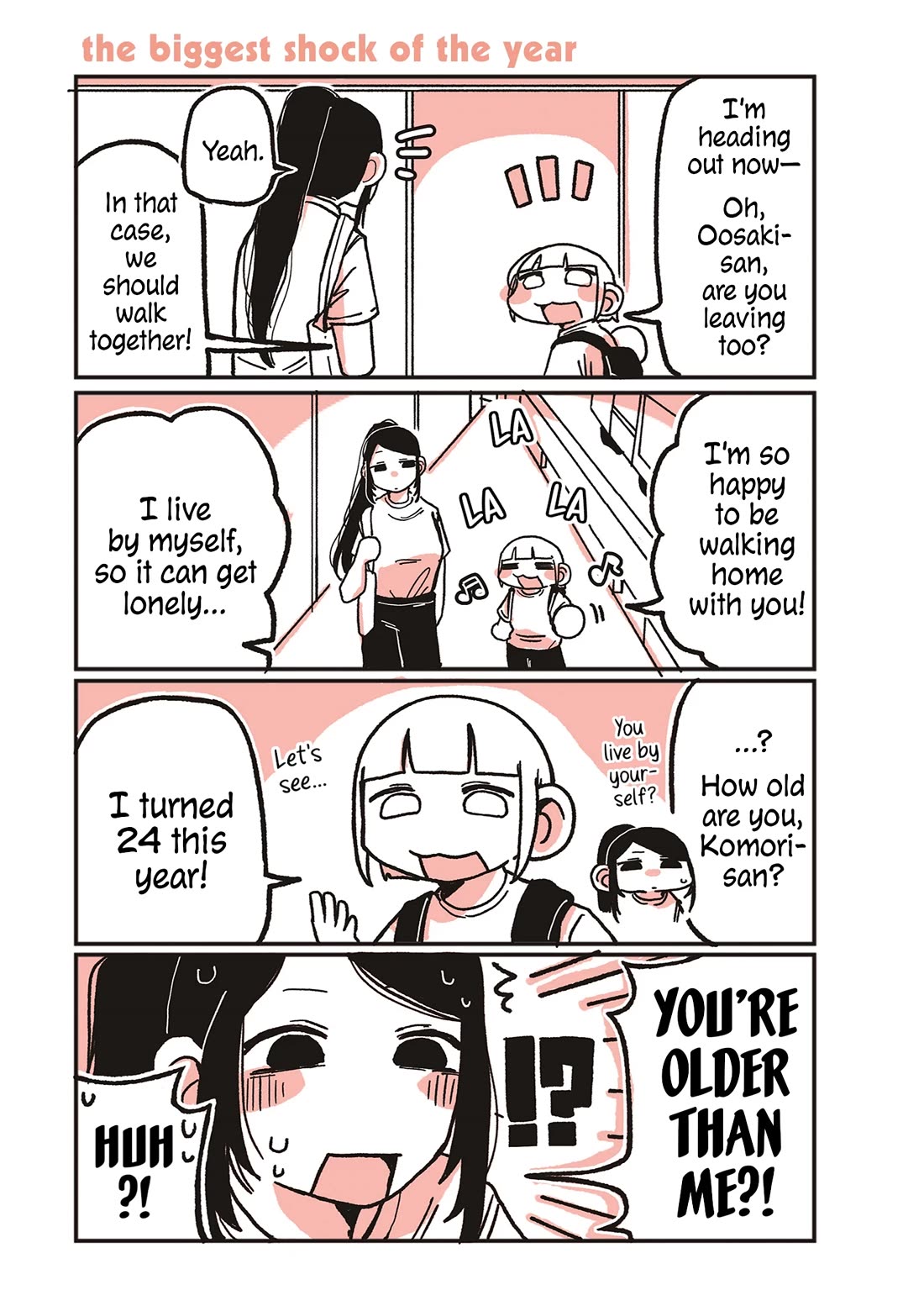 Oosaki-san & Komori-san Chapter 14 page 1 - Chapter 14: the biggest shock of the year
