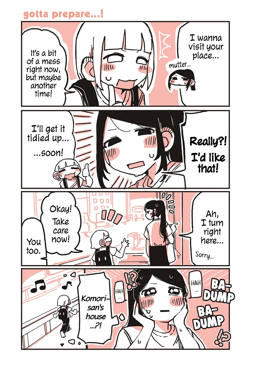 Oosaki-san & Komori-san Chapter 16 page 1 - Chapter 16: gotta prepare...!