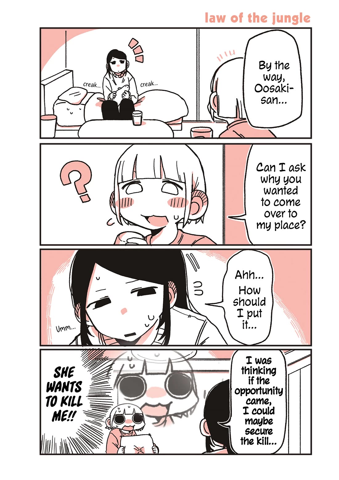 Oosaki-san & Komori-san Chapter 38 page 1 - Chapter 38: law of the jungle