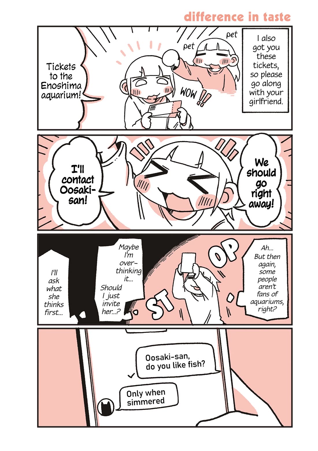 Oosaki-san & Komori-san Chapter 84 page 1 - Chapter 84: difference in taste