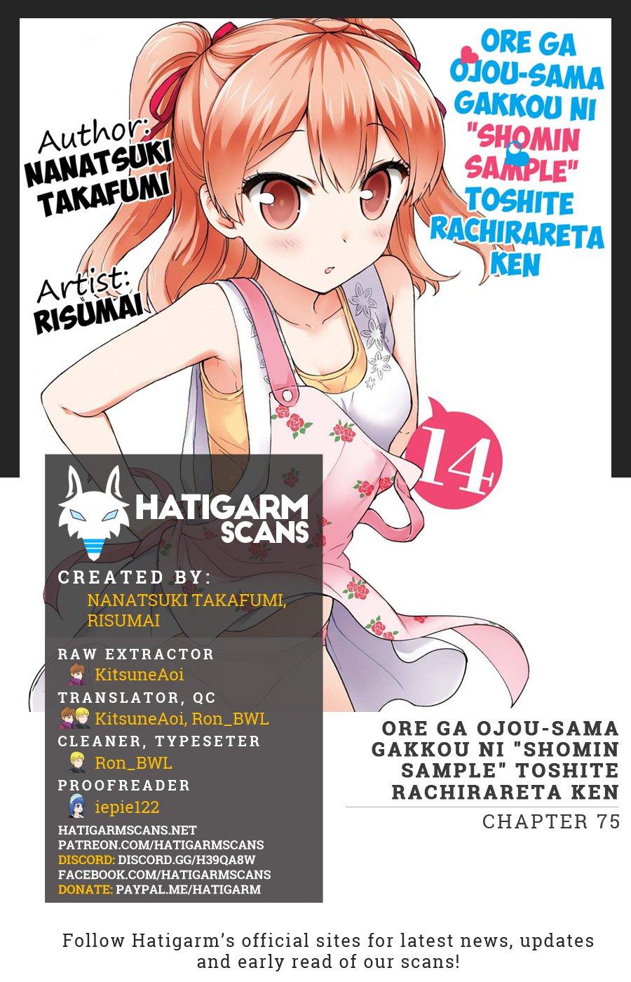 Ore ga Ojou-sama Gakkou ni "Shomin Sample" Toshite Rachirareta Ken Chapter 75 page 1 - Chapter 75
