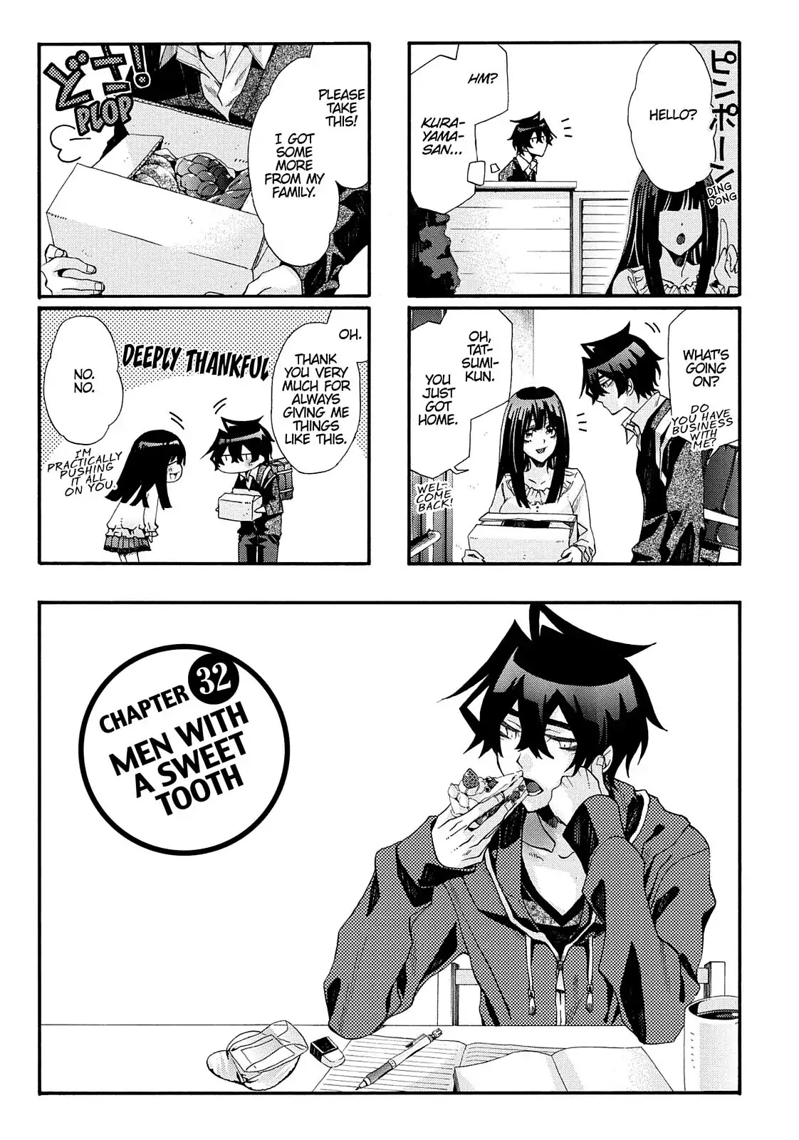 Orenchi no Furo Jijou Chapter 32 page 1 - Chapter 32: Men with a Sweet Tooth