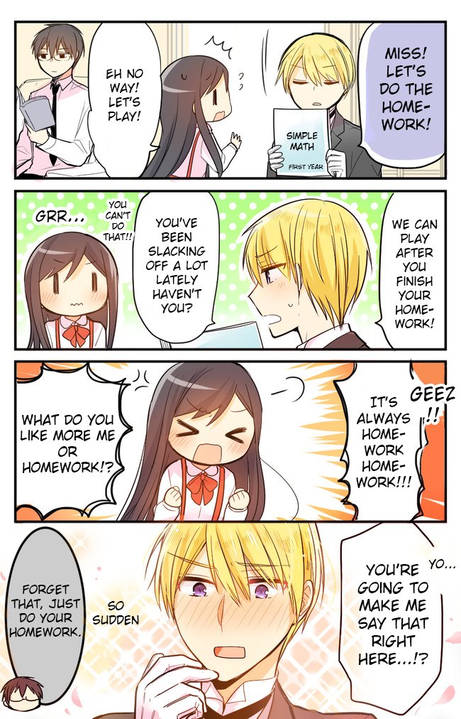 Orenchi no Maid-san 2 (Hobby) Chapter 18 page 1 - Chapter 18: Miss asked the butler if he likes homework more than her