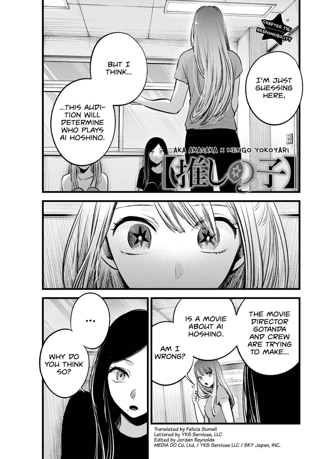 Oshi no Ko Chapter 116 page 1 - Chapter 116: Responsibility