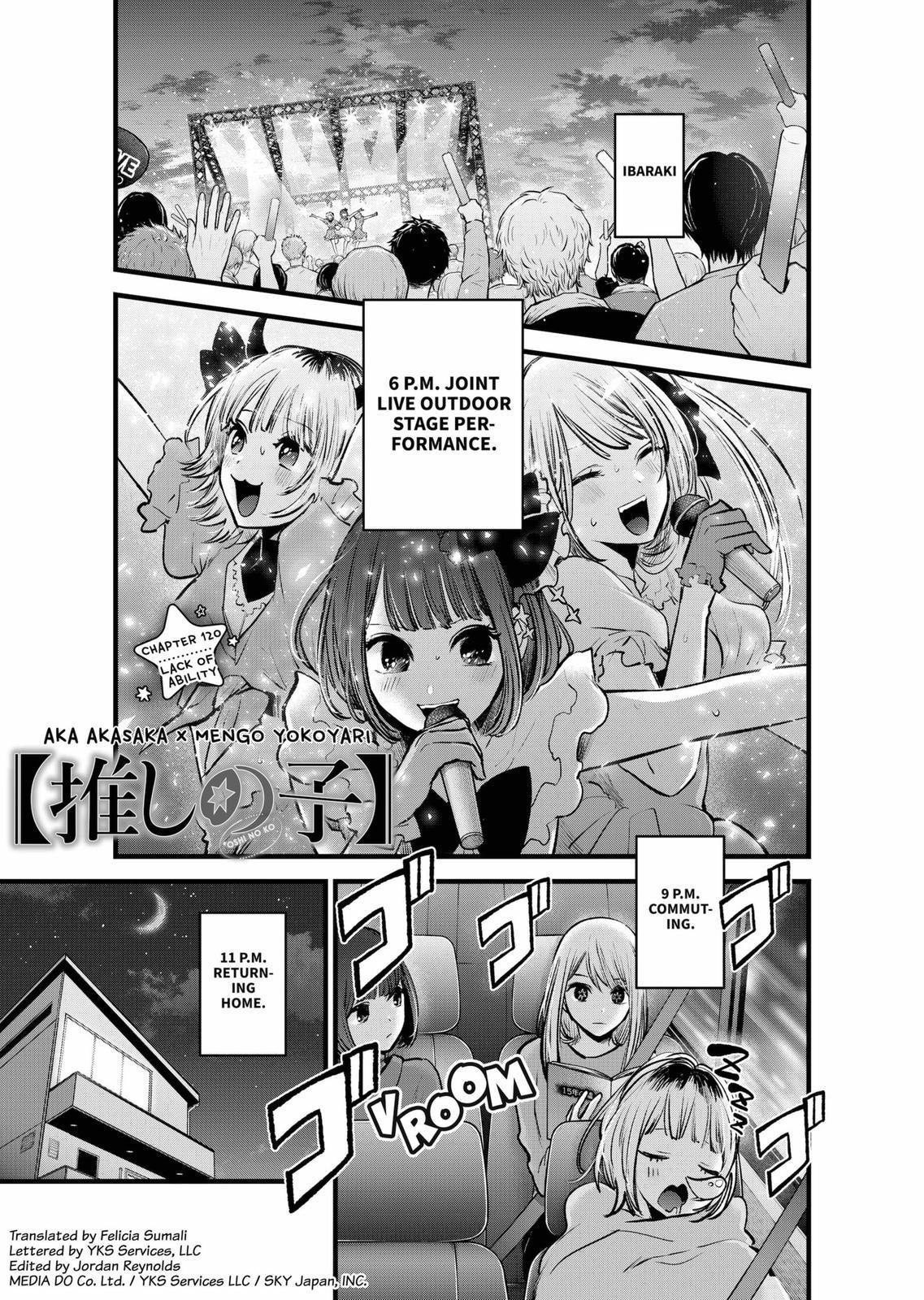 Oshi no Ko Chapter 120 page 1 - Chapter 120: Lack of Ability