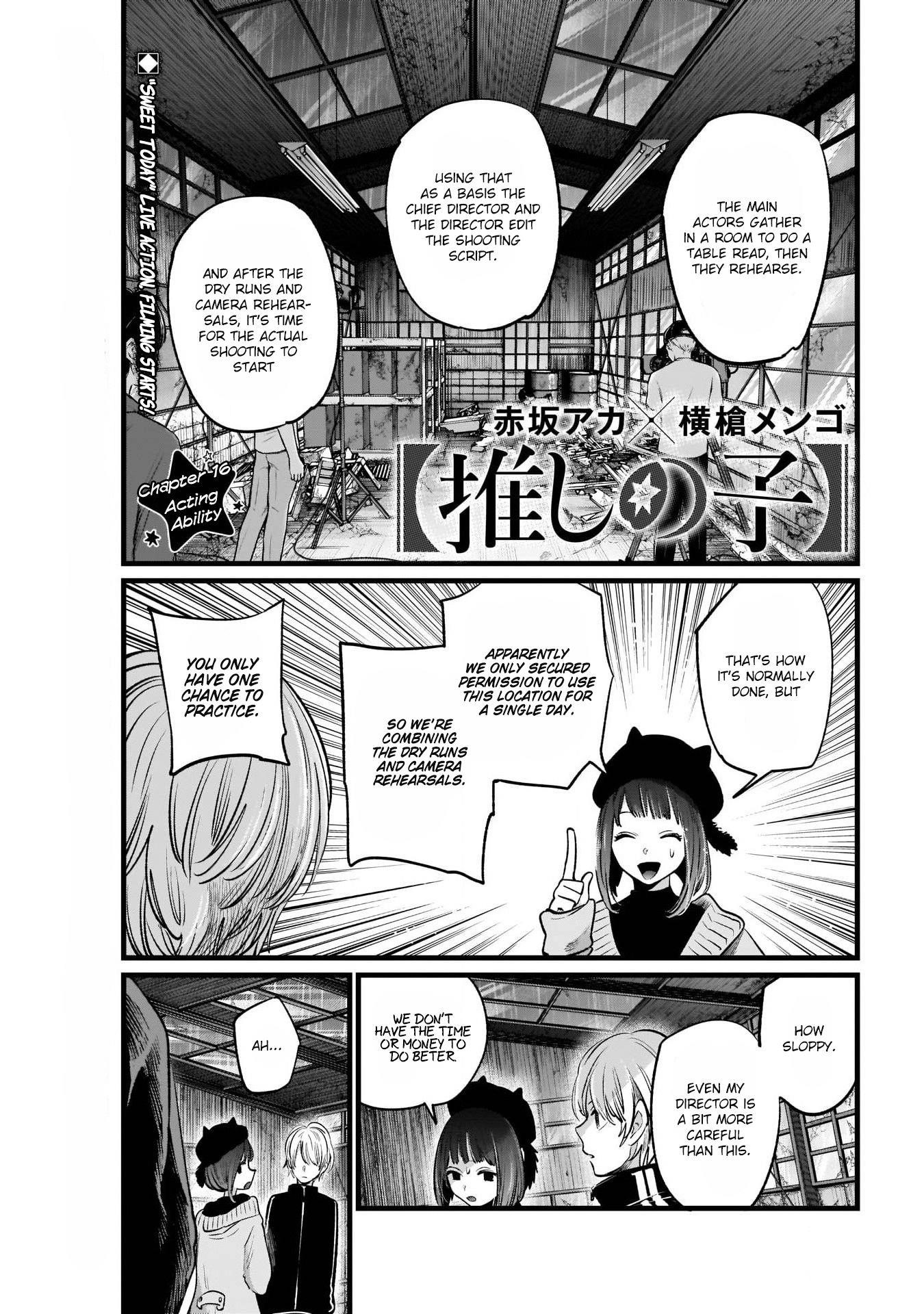 Oshi no Ko Chapter 16 page 1 - Chapter 16: Acting Skills
