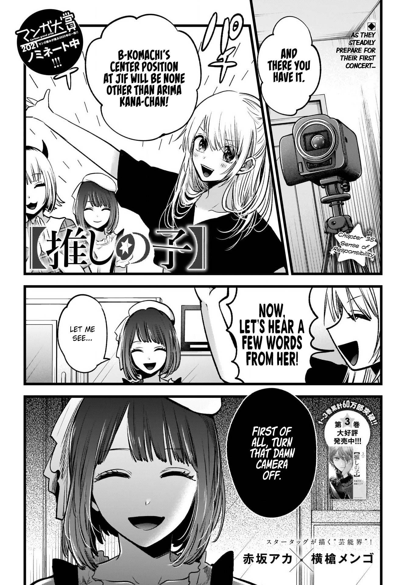 Oshi no Ko Chapter 35 page 1 - Chapter 35: Responsible