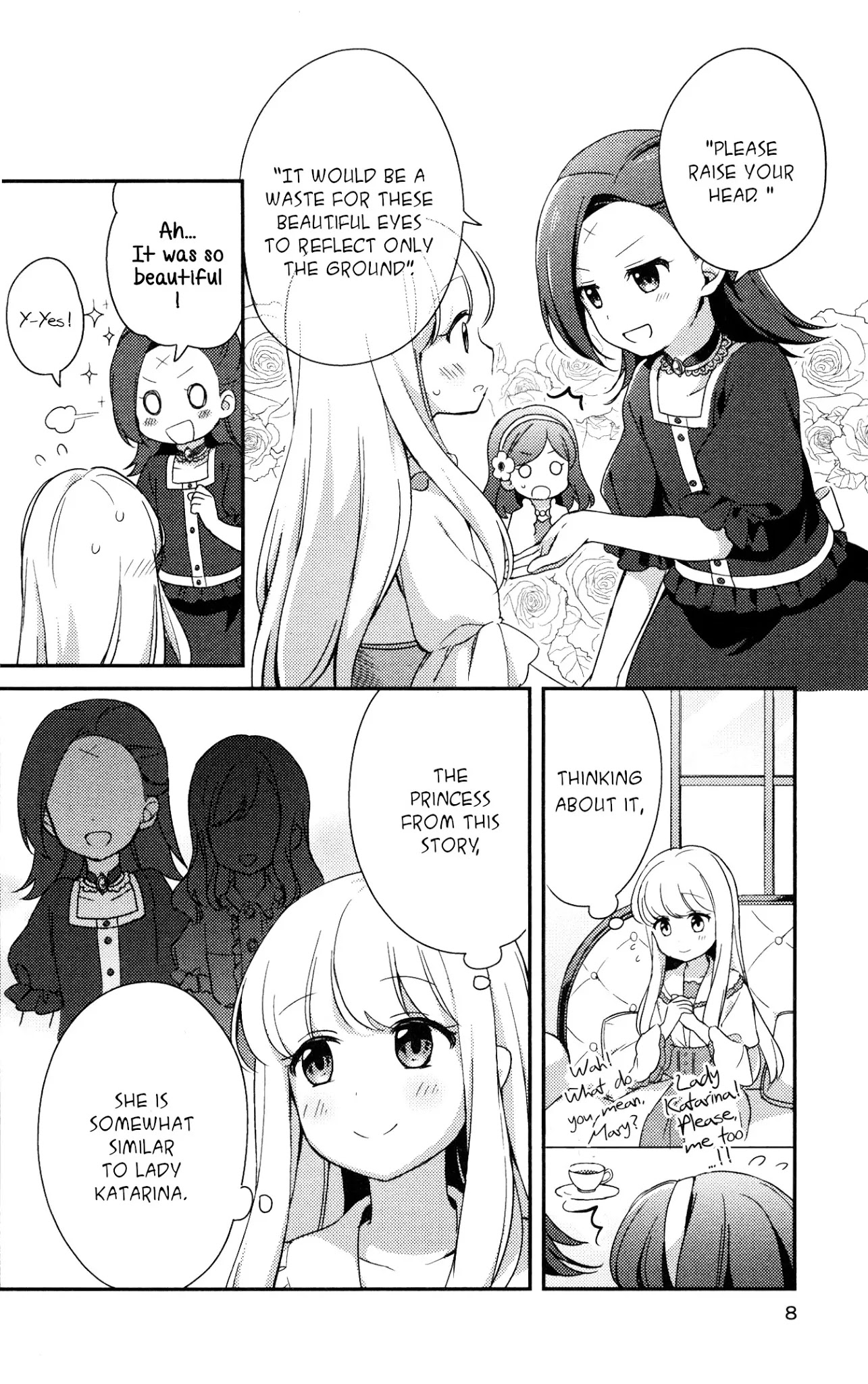 Otome Game no Hametsu Flag shika nai Akuyaku Reijou ni Tensei shite shimatta... GIRLS PATCH Chapter 1 page 4 - Chapter 1: The warmth of the hands (Okara Okara)