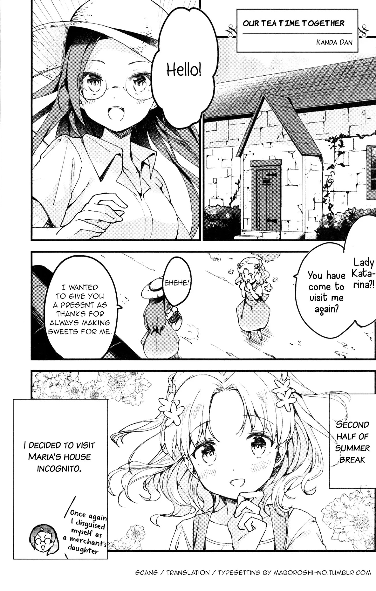 Otome Game no Hametsu Flag shika nai Akuyaku Reijou ni Tensei shite shimatta... GIRLS PATCH Chapter 4 page 1 - Chapter 4: Our tea time together (Kanda Dan)