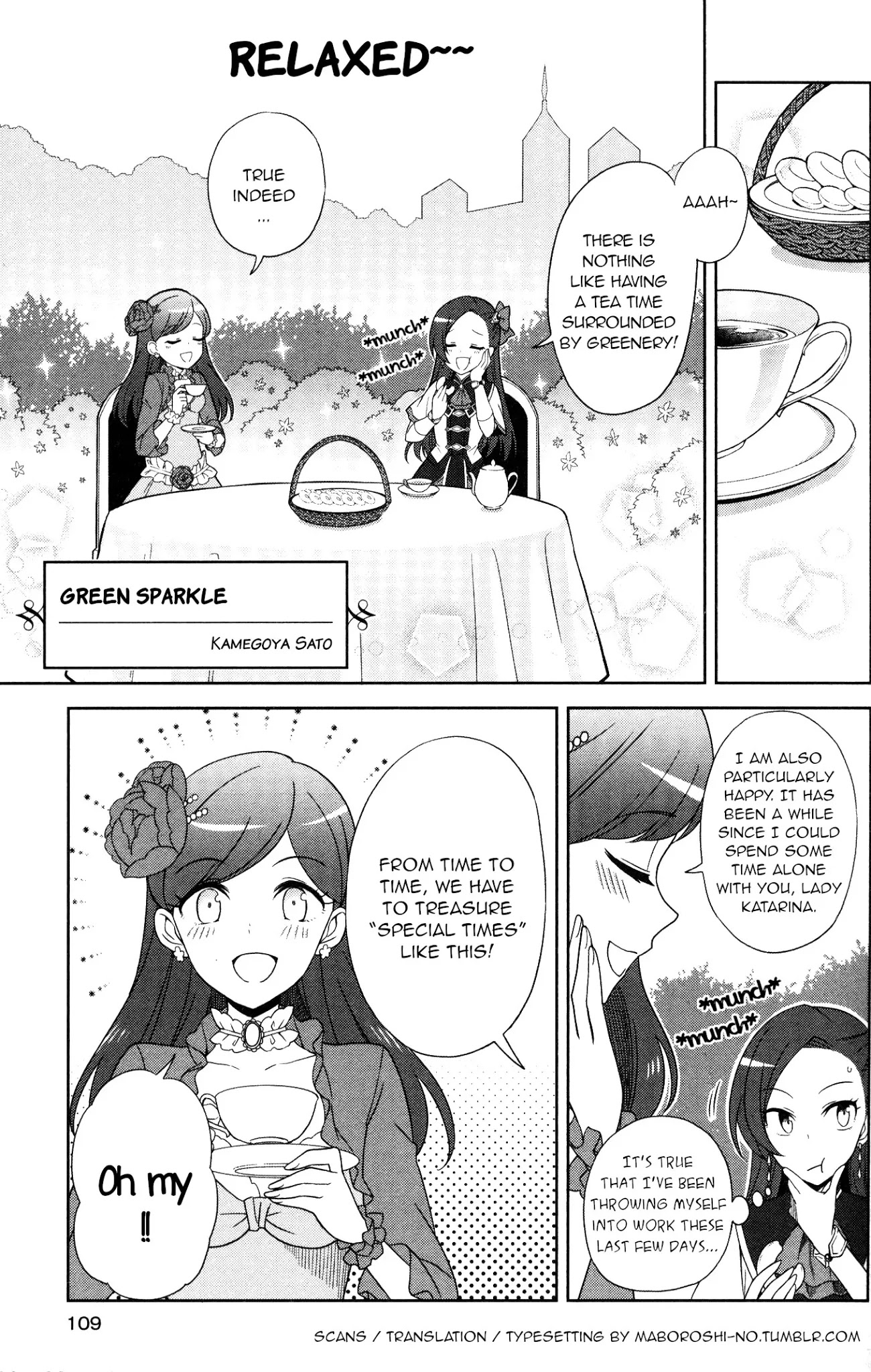 Otome Game no Hametsu Flag shika nai Akuyaku Reijou ni Tensei shite shimatta... GIRLS PATCH Chapter 7 page 1 - Chapter 7: Green Sparkle (Kamegoya Sato)