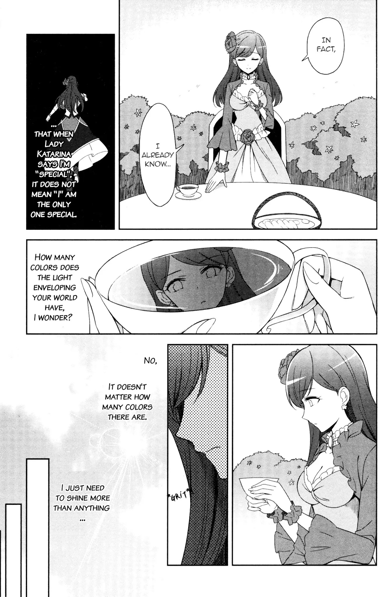 Otome Game no Hametsu Flag shika nai Akuyaku Reijou ni Tensei shite shimatta... GIRLS PATCH Chapter 7 page 3 - Chapter 7: Green Sparkle (Kamegoya Sato)