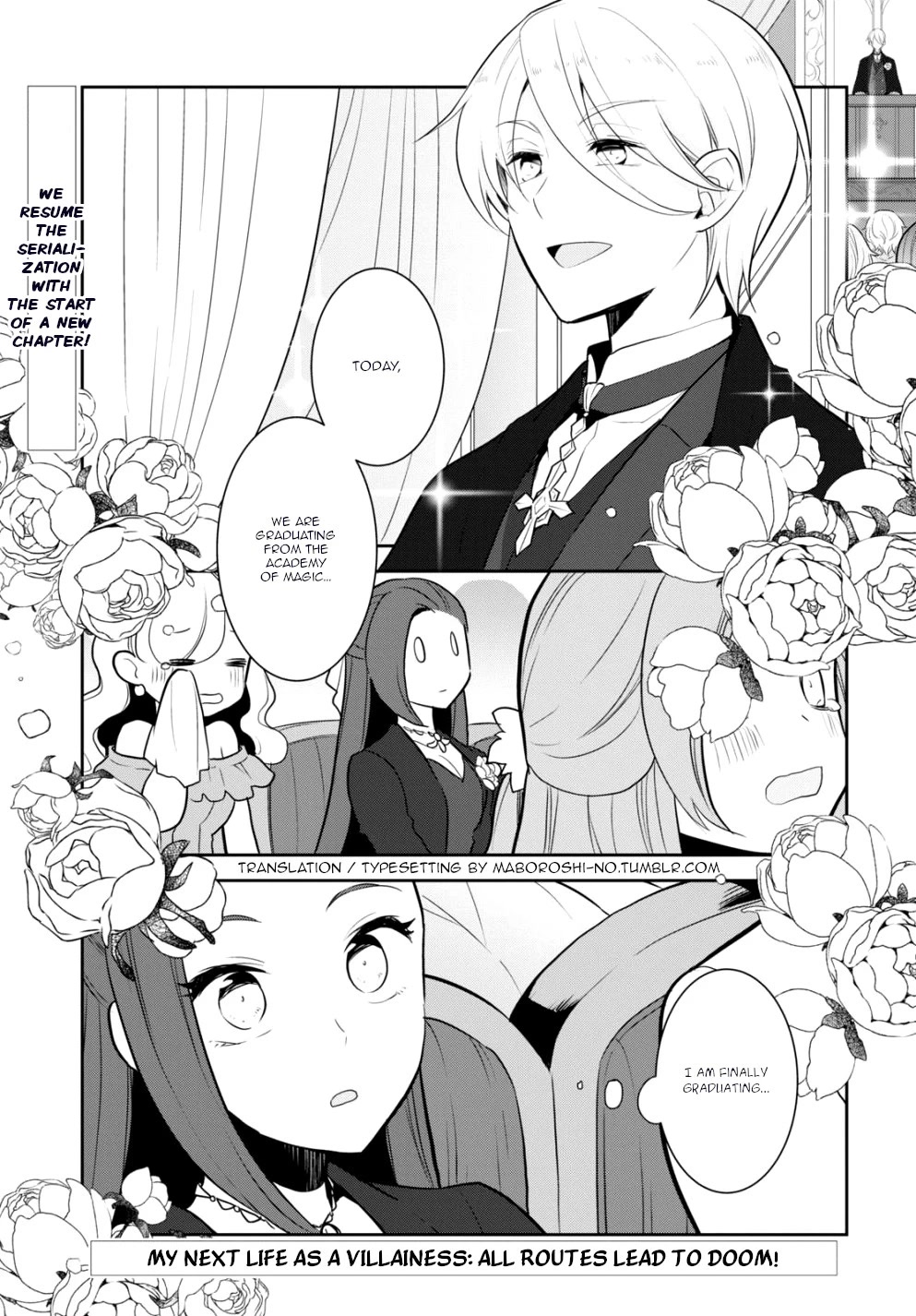 Otome Game no Hametsu Flag shika nai Akuyaku Reijou ni Tensei shite shimatta... Chapter 51 page 1 - Chapter 51: The Graduation from the Academy of Magic (1)