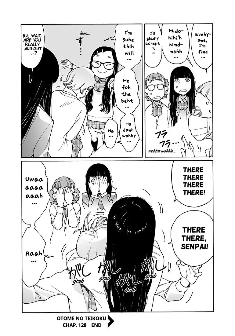 Otome no Teikoku Chapter 128 page 12 - Chapter 128: Midoriri Hug! / Mask-Senpai Hug