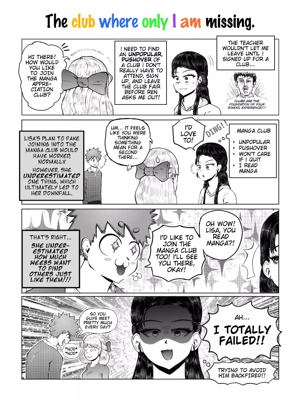 Our Manga Club Chapter 2 page 1 - Chapter 2: The Club Where Only I Am Missing.