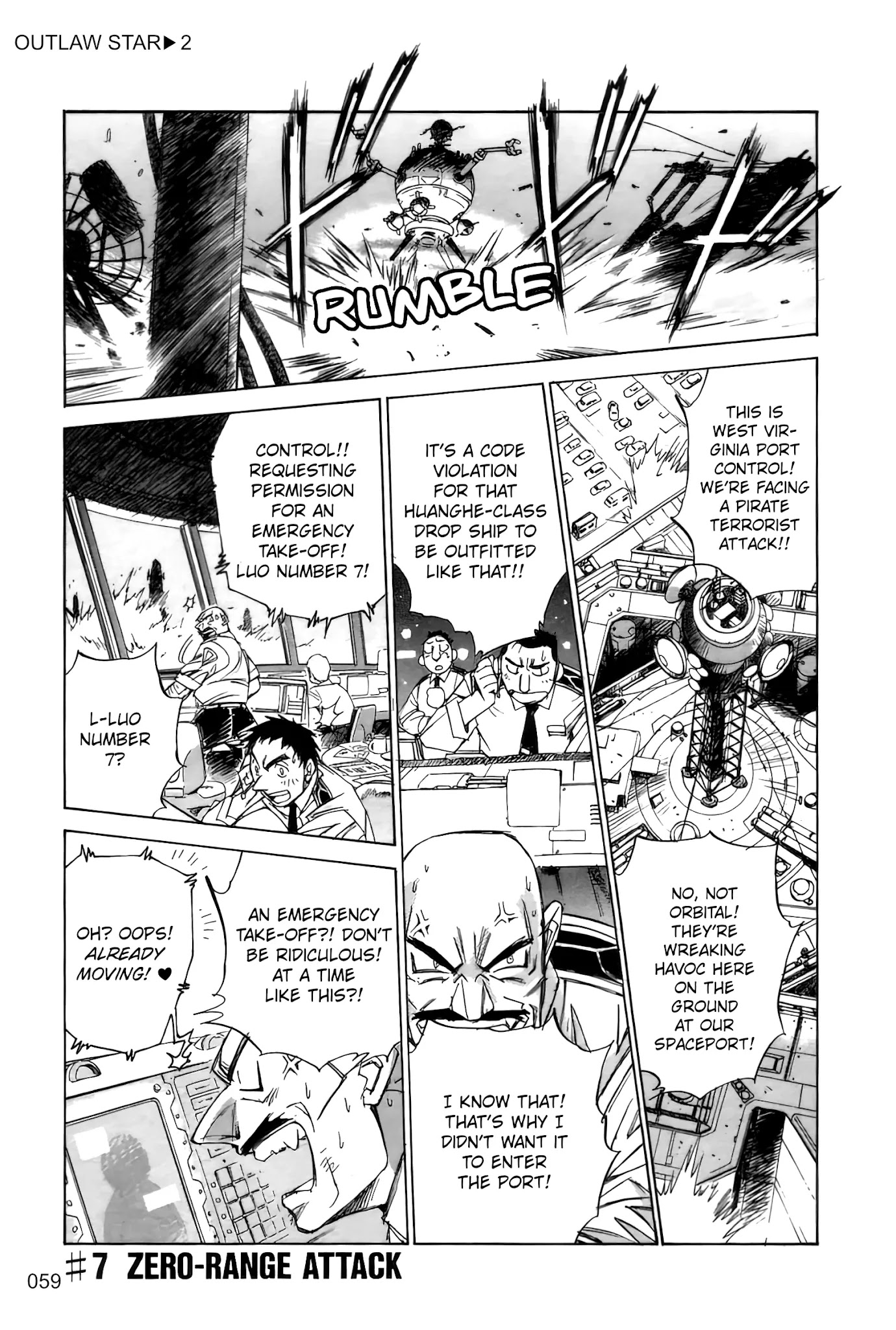 Outlaw Star Chapter 7 page 1 - Chapter 7: Zero-Range Attack