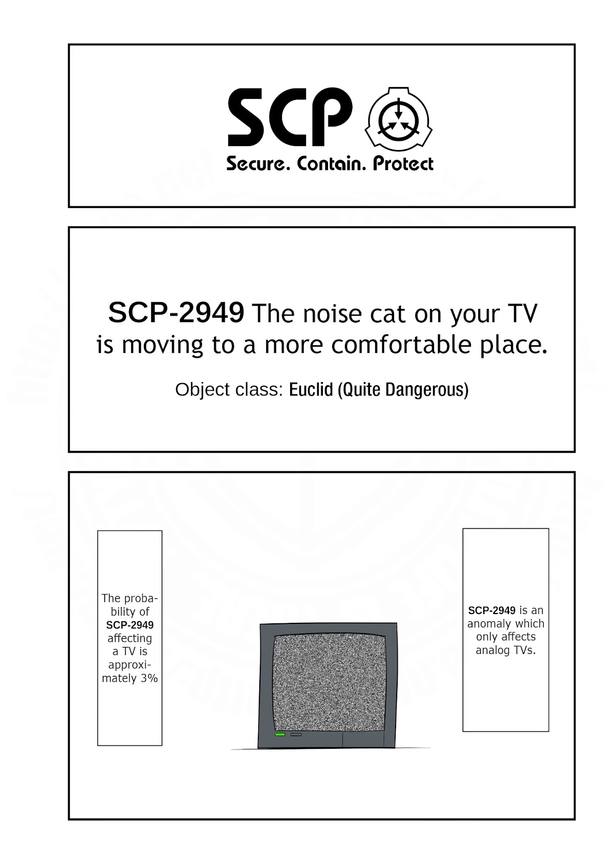 Oversimplified SCP Chapter 173 page 1 - Chapter 173: SCP-2949 "Observable Televised Feline Migration"