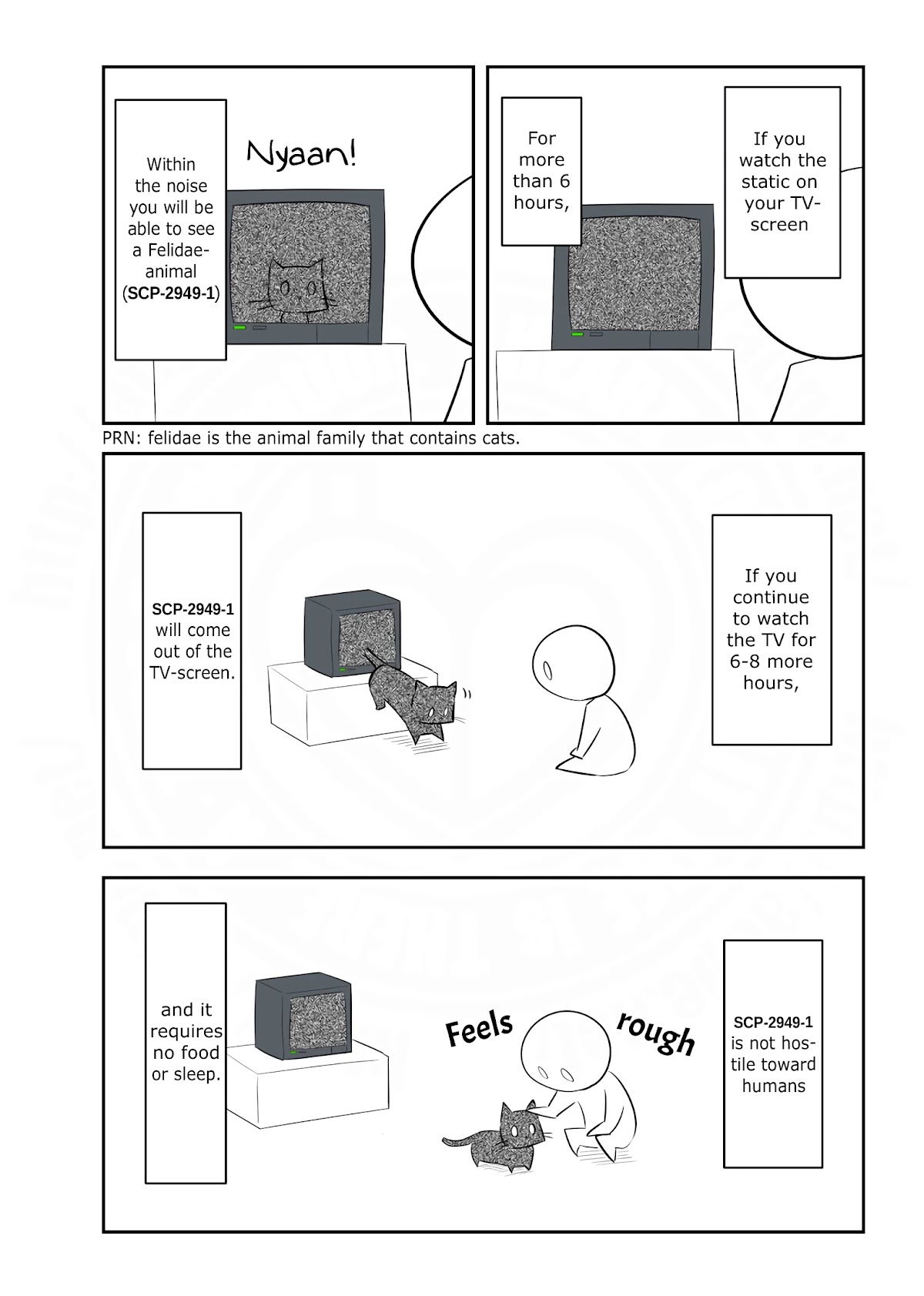 Oversimplified SCP Chapter 173 page 2 - Chapter 173: SCP-2949 "Observable Televised Feline Migration"