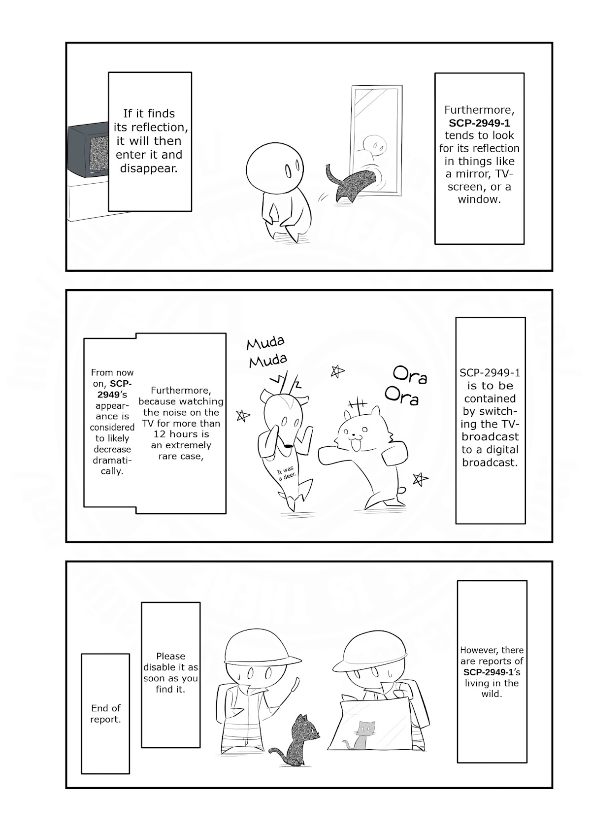 Oversimplified SCP Chapter 173 page 3 - Chapter 173: SCP-2949 "Observable Televised Feline Migration"