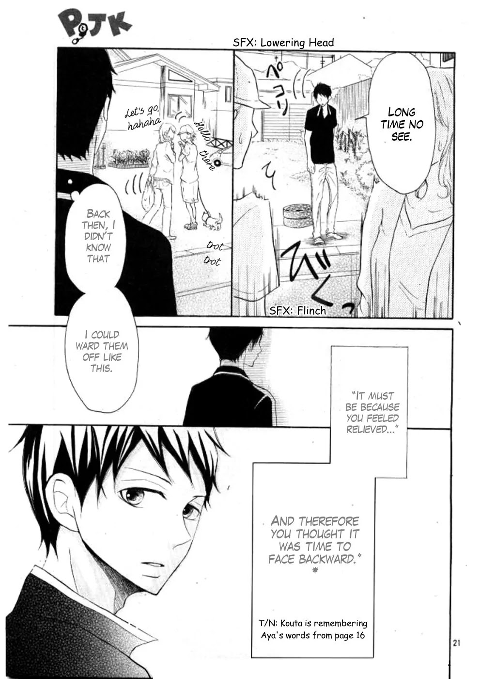 P to JK Chapter 21 page 21 - Chapter 21: A Backward View