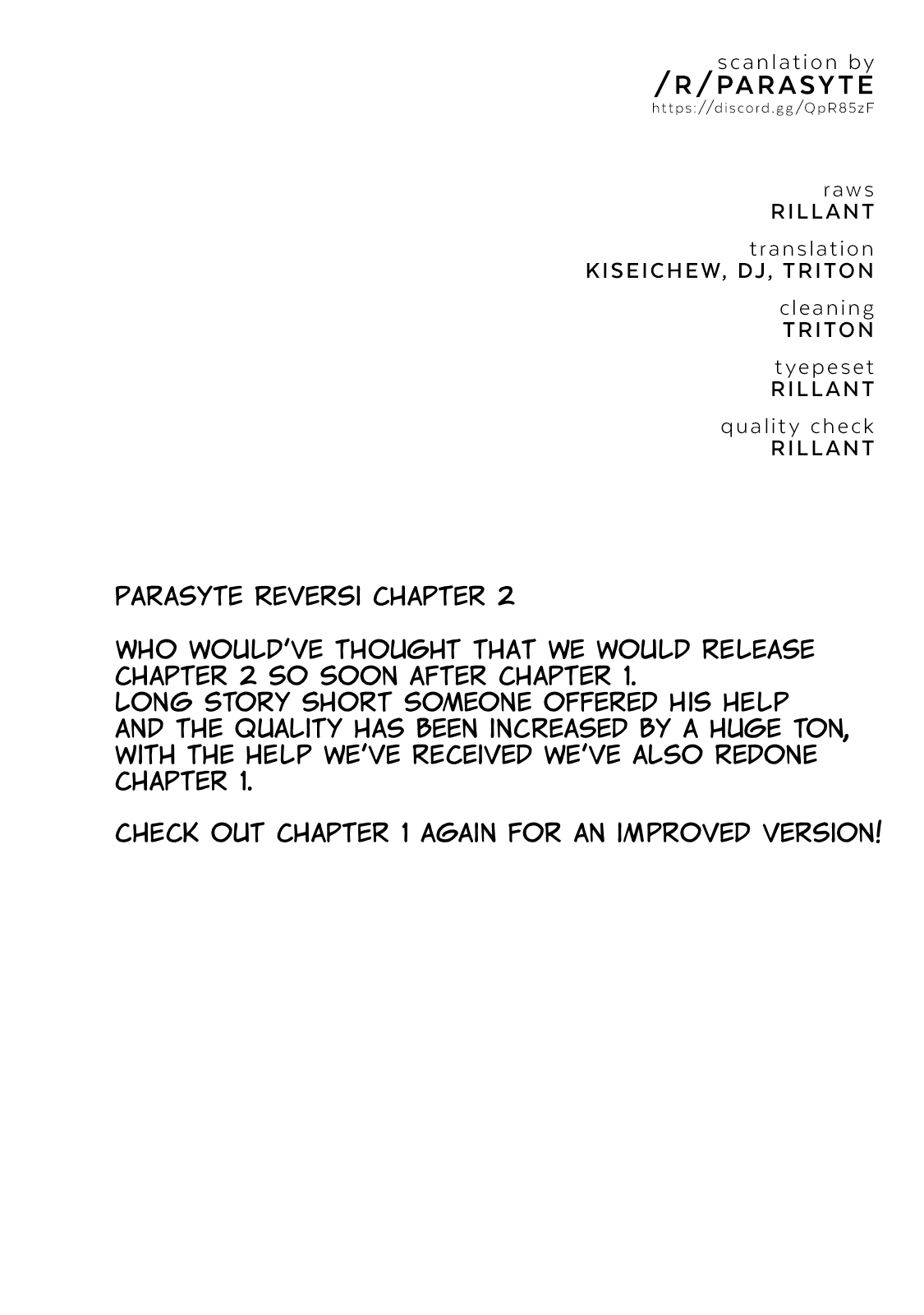 Parasyte Reversi Chapter 2 page 1 - Chapter 2: Sredni Vashtar