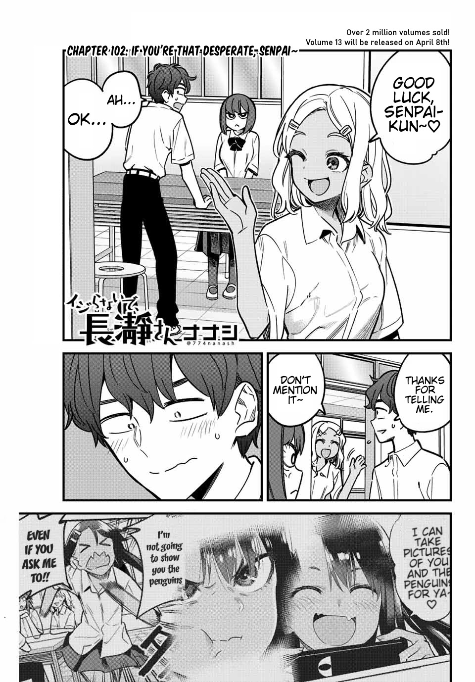 Please don't bully me, Nagatoro Chapter 102 page 1 - Chapter 102: If You're That Desperate, Senpai~