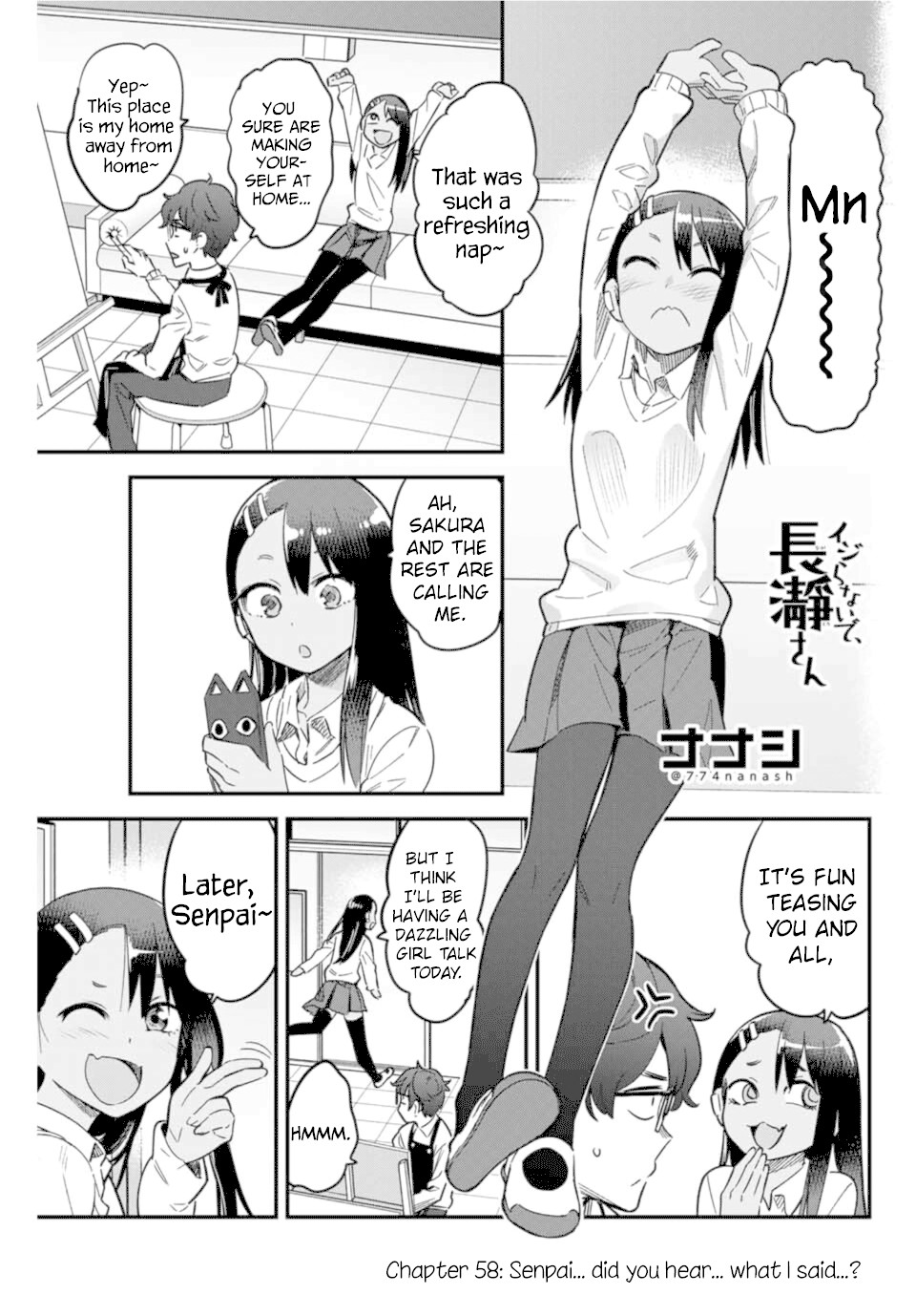 Please don't bully me, Nagatoro Chapter 58 page 1 - Chapter 58: Senpai... did you hear... what I said...?