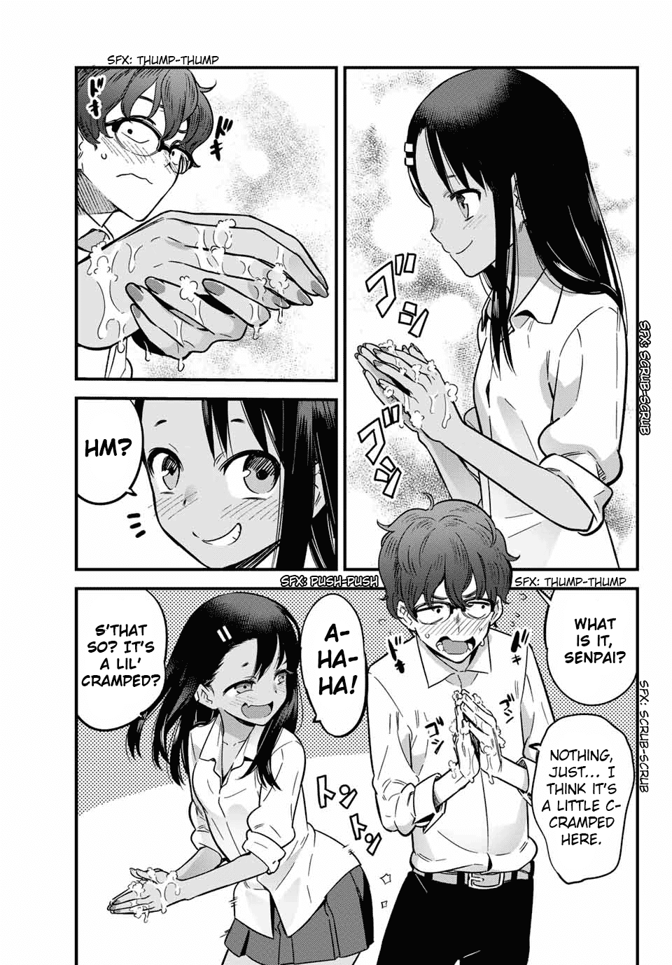 Please don't bully me, Nagatoro Chapter 7 page 3 - Chapter 7: Senpai, You Still Have Soap on You
