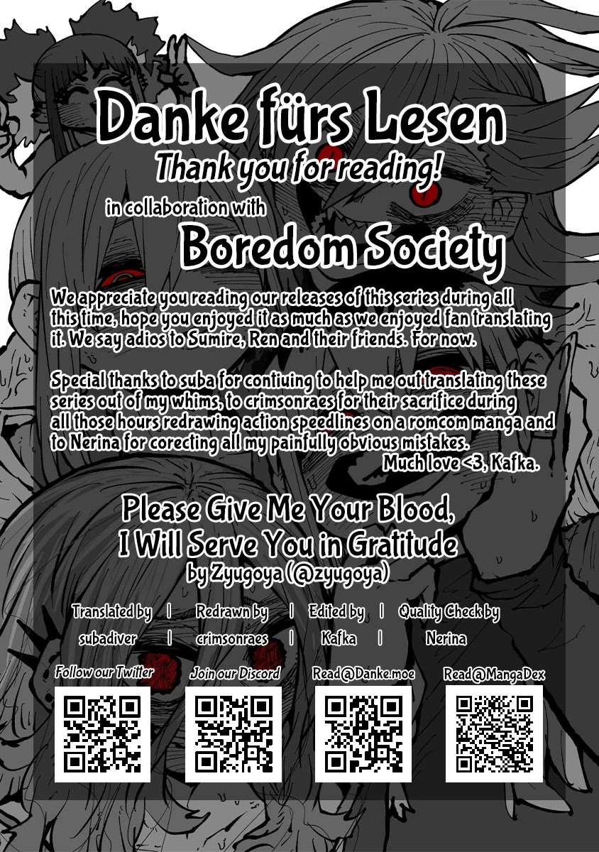 Please Give Me Your Blood, I Will Serve You in Gratitude Chapter 50 page 15 - Chapter 50: I'm Going to Do My Best Today, Too! [END]