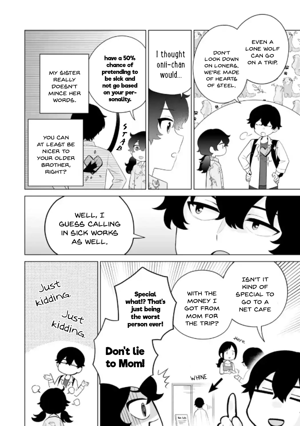 Please Leave Me Alone (For Some Reason, She Wants to Change a Lone Wolf's Helpless High School Life.) Chapter 13 page 4 - Chapter 13: A Loner Can't Possibly Leave a Nice Memory on the Trip, Okay?