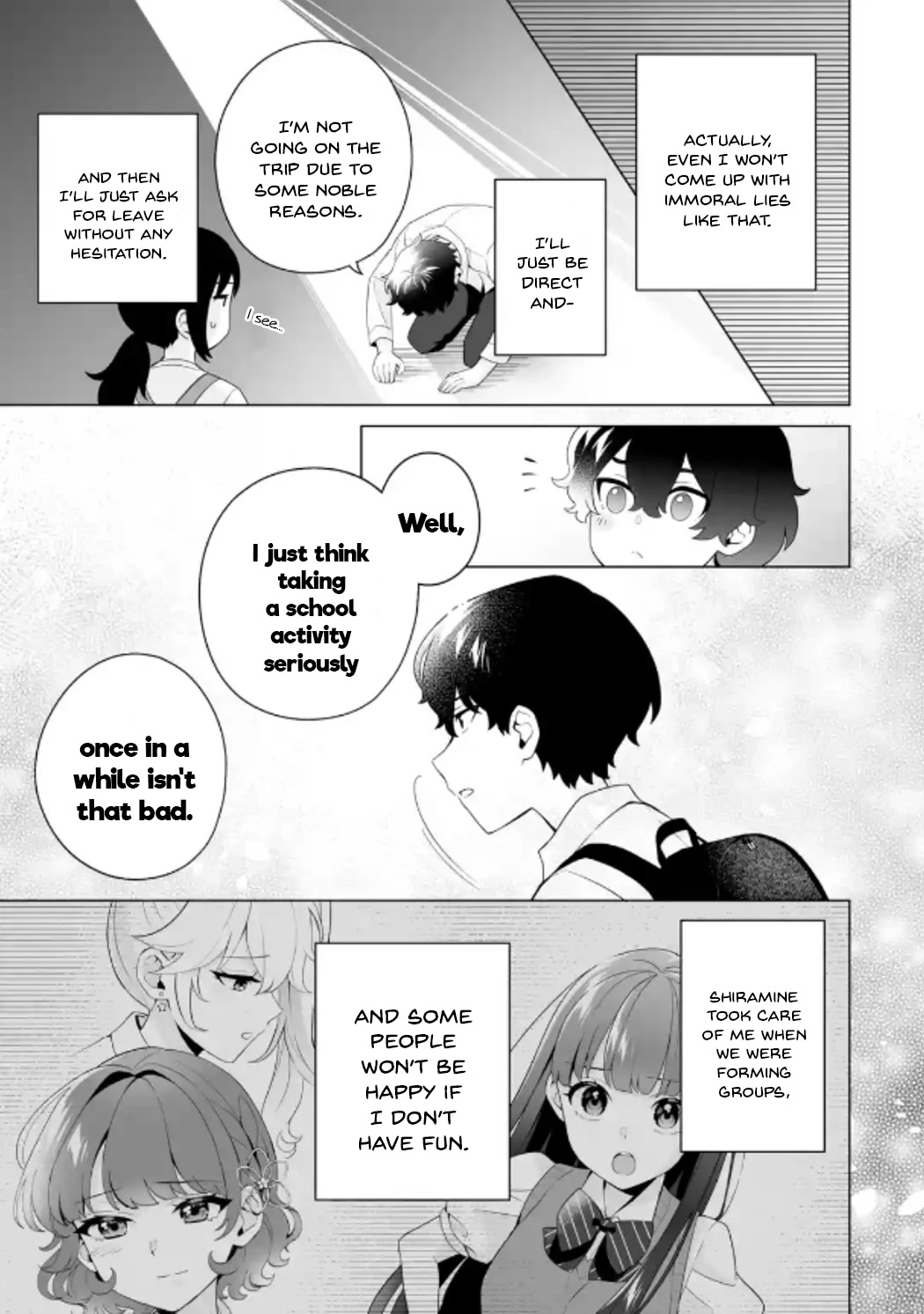 Please Leave Me Alone (For Some Reason, She Wants to Change a Lone Wolf's Helpless High School Life.) Chapter 13 page 5 - Chapter 13: A Loner Can't Possibly Leave a Nice Memory on the Trip, Okay?