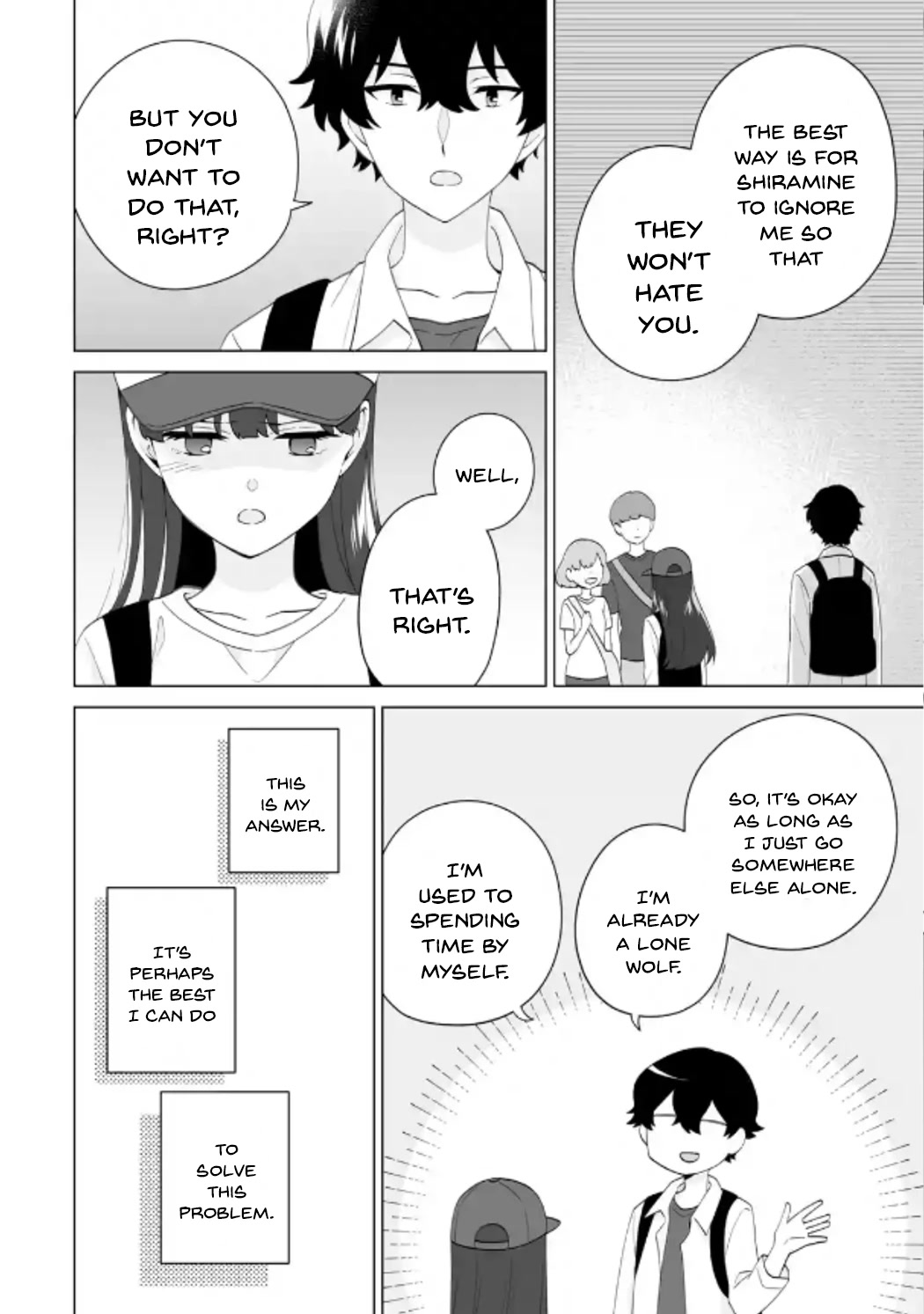Please Leave Me Alone (For Some Reason, She Wants to Change a Lone Wolf's Helpless High School Life.) Chapter 14 page 6 - Chapter 14: There Are Only So Many Solutions a Loner Can Think of, Right?