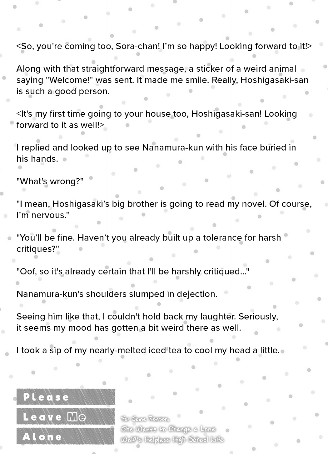 Please Leave Me Alone (For Some Reason, She Wants to Change a Lone Wolf's Helpless High School Life.) Chapter 23.5 page 11 - Chapter 23.5: Vol.4 Extras