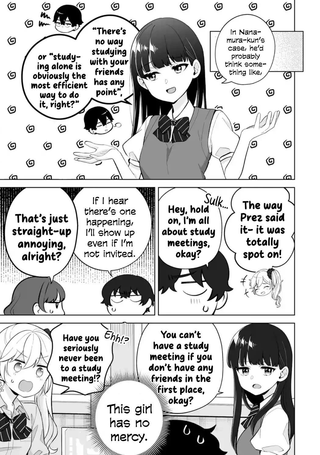 Please Leave Me Alone (For Some Reason, She Wants to Change a Lone Wolf's Helpless High School Life.) Chapter 27 page 11 - Chapter 27: I Have Never Seen Anyone Actually Study at a Study Meeting, You Know?