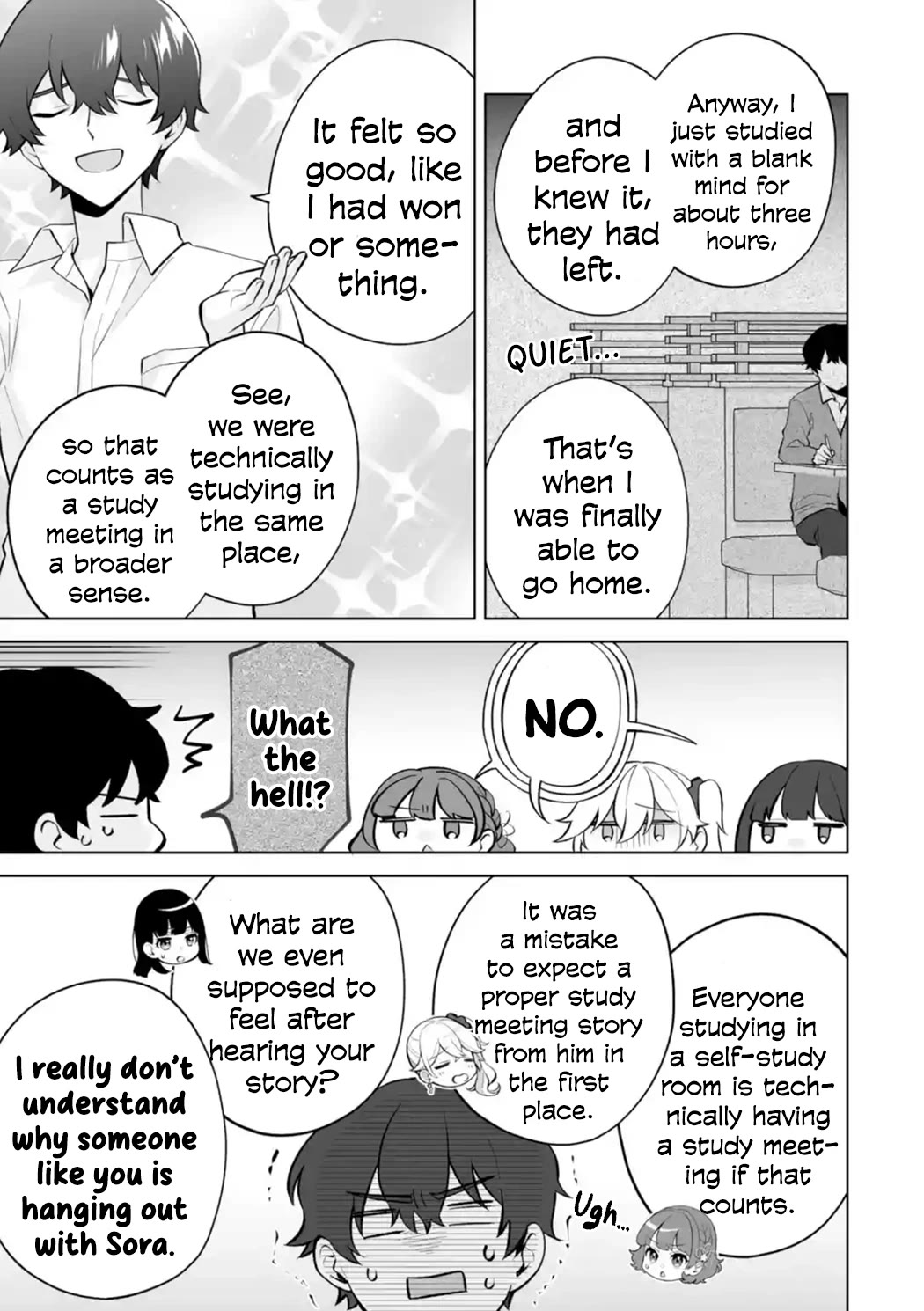 Please Leave Me Alone (For Some Reason, She Wants to Change a Lone Wolf's Helpless High School Life.) Chapter 27 page 15 - Chapter 27: I Have Never Seen Anyone Actually Study at a Study Meeting, You Know?
