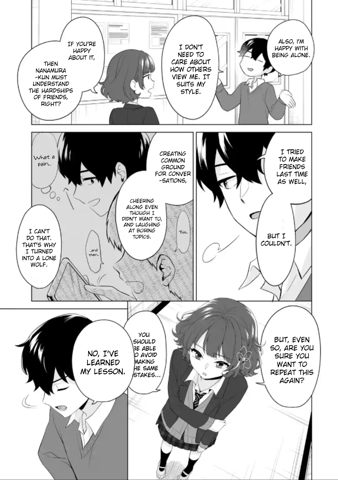 Please Leave Me Alone (For Some Reason, She Wants to Change a Lone Wolf's Helpless High School Life.) Chapter 3 page 13 - Chapter 3: I Don't Want to Start My High School Life All Over Again in the First Place, Alright?