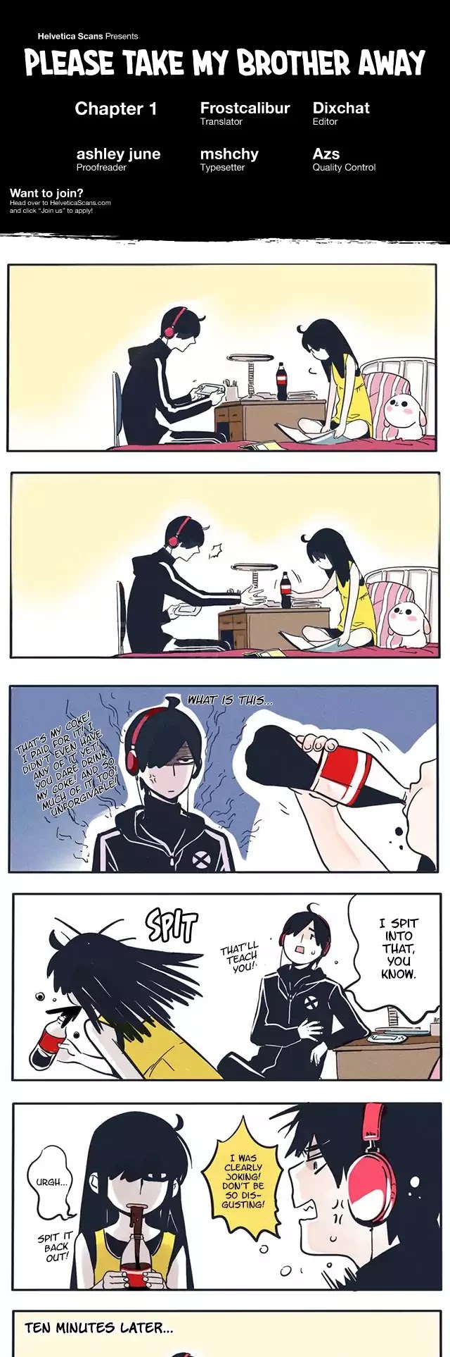 Please Take My Brother Away! Chapter 1 page 1 - Chapter 1: Drinking Coke
