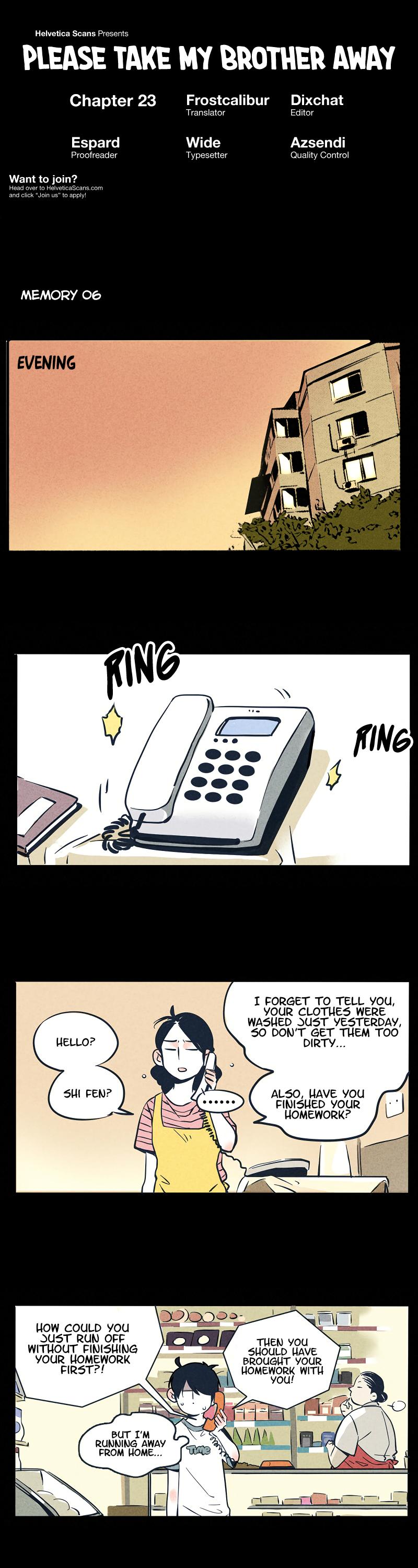 Please Take My Brother Away! Chapter 23 page 1 - Chapter 23: Don’t Forget To Do Your Homework, Even If You’ve Run Away