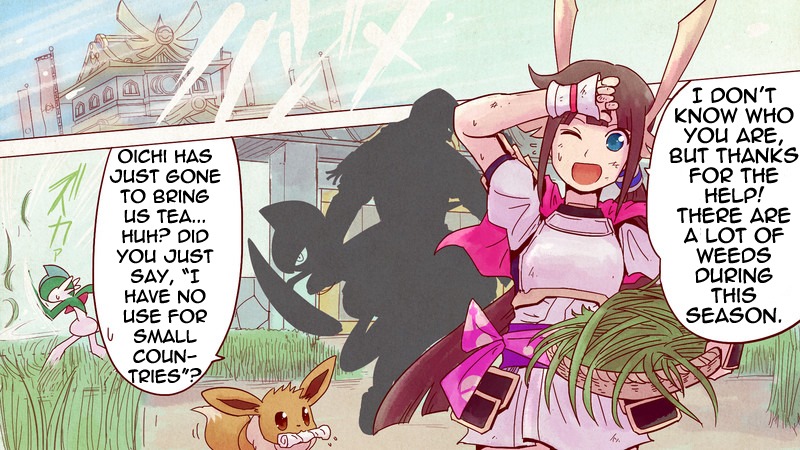 Pocket Monsters + Nobunaga no Yabou - Ranse Iroemaki Chapter 2 page 22 - Chapter 2: The Green Scroll: Kenshin's Adventure