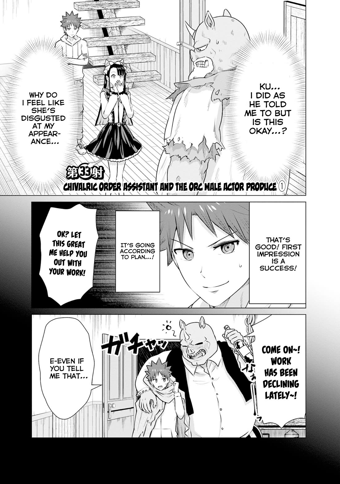 Pornstar in Another World ~A Story of a JAV Actor Reincarnating in Another World and Making Full Use of His Porn Knowledge to Become a Matchless Pornstar~ Chapter 33 page 1 - Chapter 33: Chivalric Order Assistant And The Orc Male Actor Produce