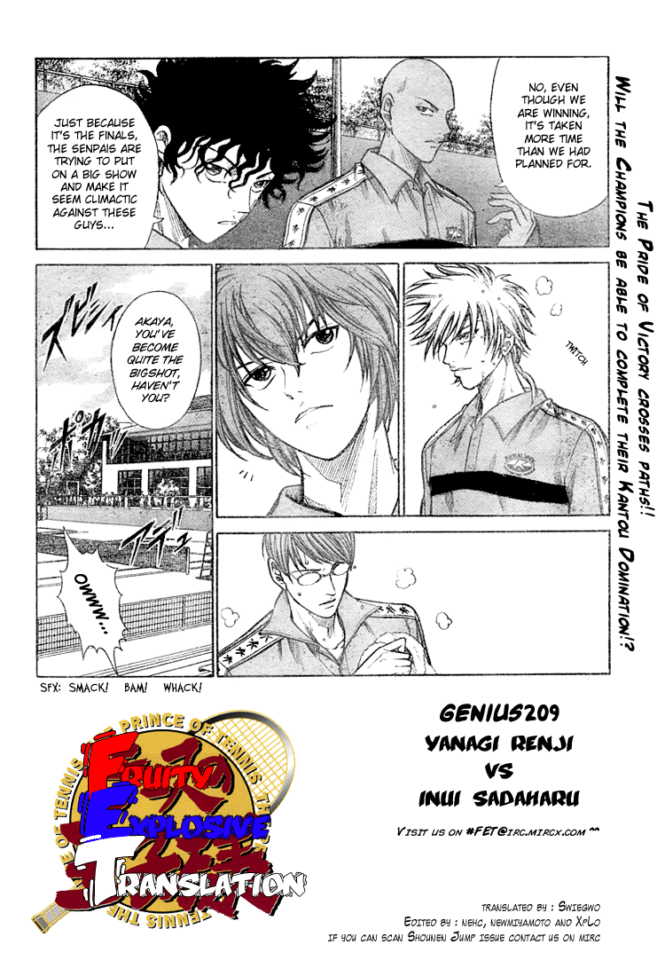 Prince of Tennis Chapter 209 page 2 - Chapter 209: Yanagi Renji VS Inui Sadaharu