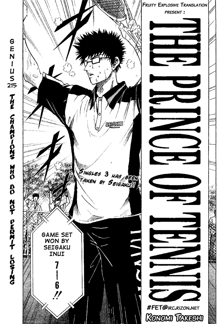 Prince of Tennis Chapter 215 page 1 - Chapter 215: The Champions Who Do Not Permit Losing