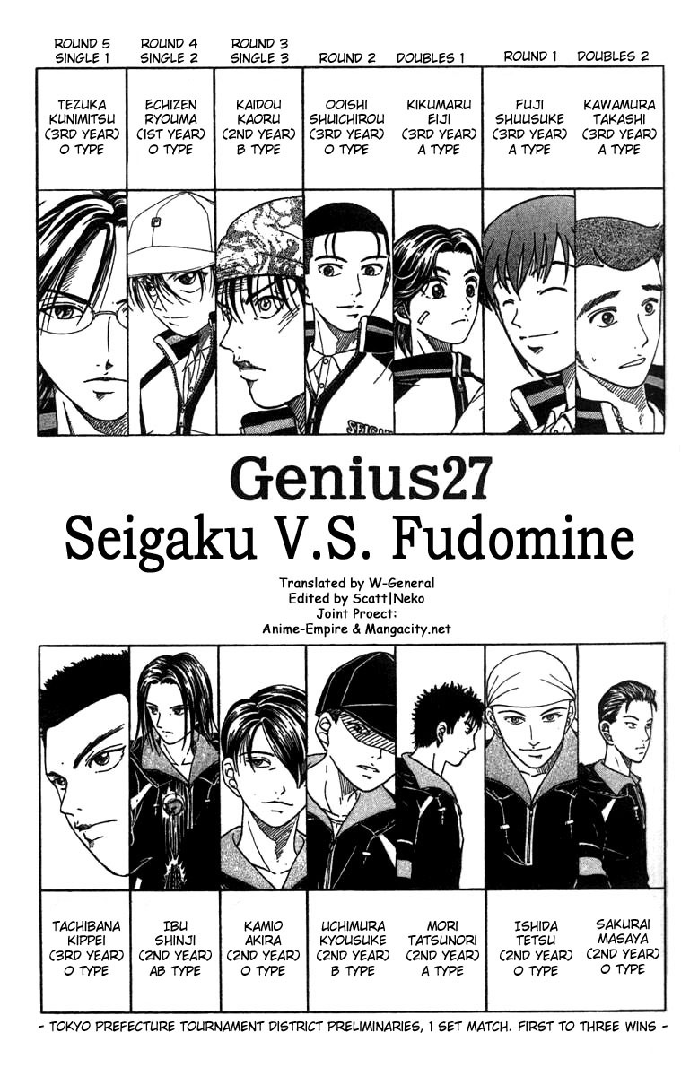 Prince of Tennis Chapter 27 page 1 - Chapter 27: Seigaku V.S. Fudomine