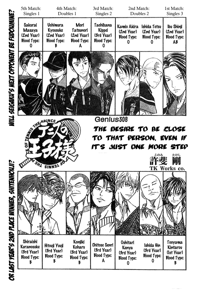 Prince of Tennis Chapter 308 page 1 - Chapter 308: The Desire To Be Close To That Person, Even If it's Just One More...