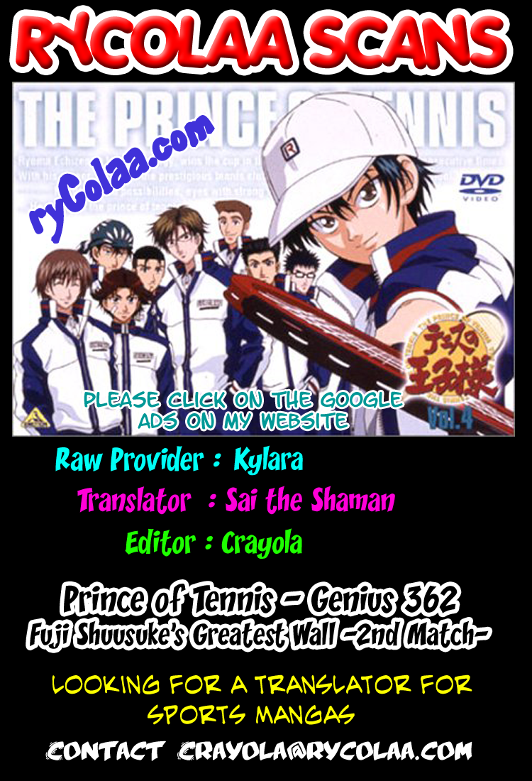 Prince of Tennis Chapter 362 page 15 - Chapter 362: Fuji Shuusuke's Greatest Wall ~ 2nd Match ~